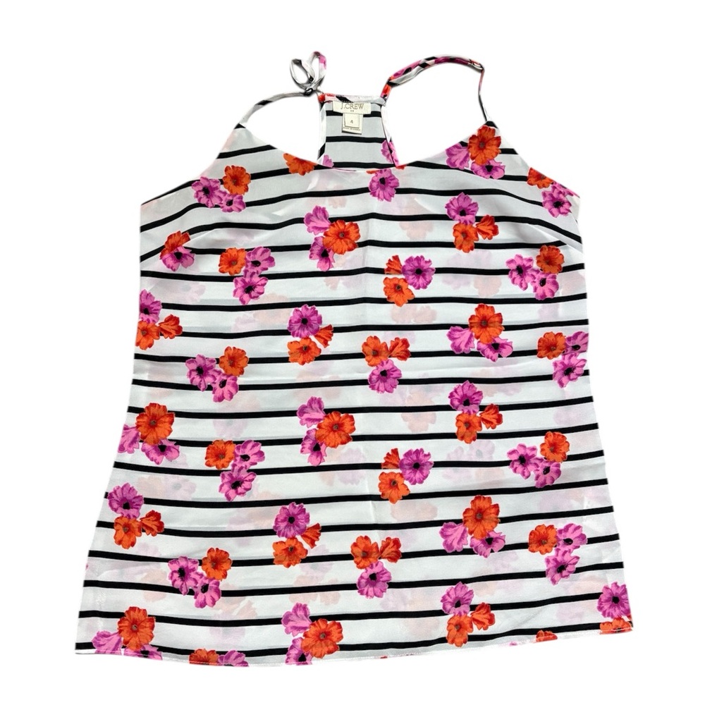 J. Crew Camisole with Pink and Orange Floral & Stripes Size 4